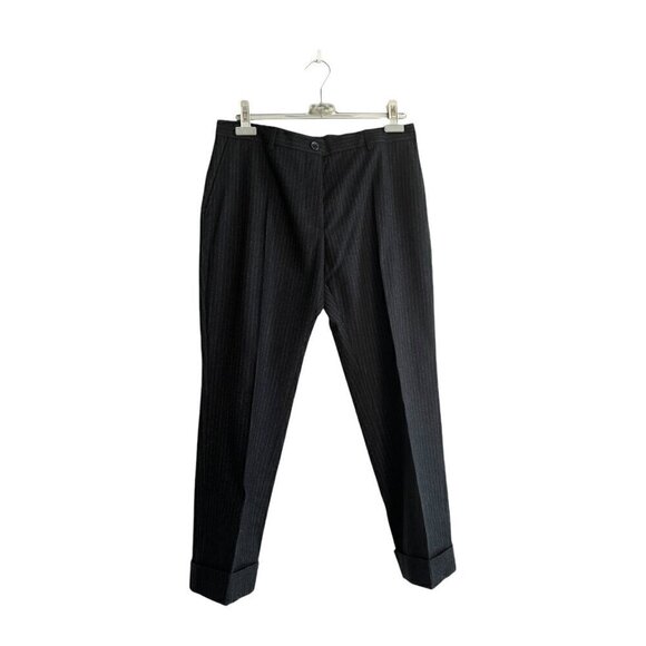 Dries Van Noten Pintriped wool/cashmere straight-leg cropped pants, Size 42 FR - Picture 1 of 14